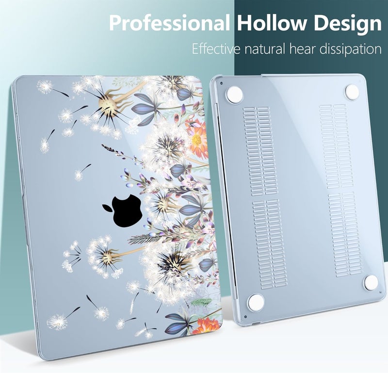 DONGKE for M4 MacBook Air 13.6 Inch Case 2025 2024 2023 2022 Model A3240 A3113 A2681 M3 M2 Chip, Plastic Hard Shell Case Cover with Touch ID for MacBook Air 13 Inch M4 - Dandelion - Image 4